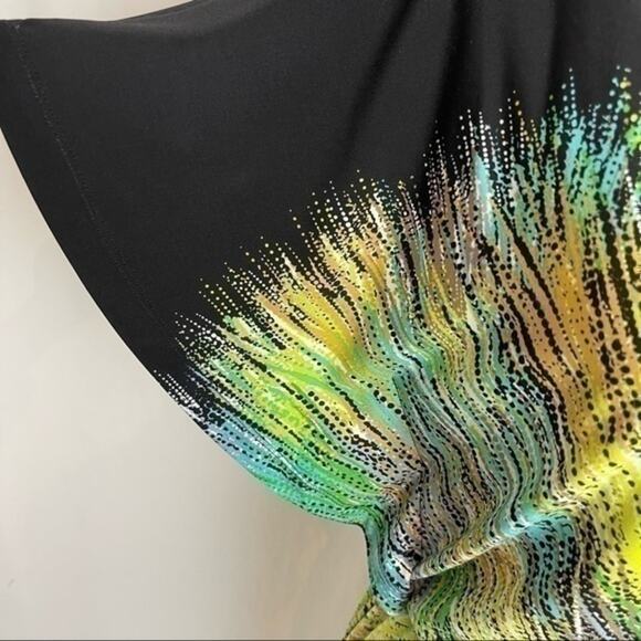 Maggy London Black W Bold Starburst Print Blouson Dress NWOT Size 6 - Picture 7 of 9